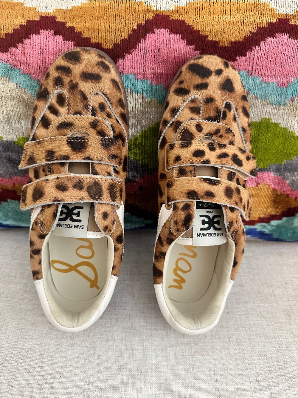 Sam Edelman Leopard Print Velcro Sneakers - Brown